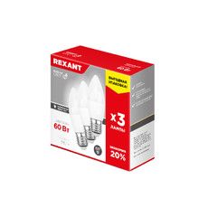 Лампа светодиодная REXANT Свеча CN 7.5 Вт E27 713 Лм 4000 K нейтральный свет (3 шт./уп.)