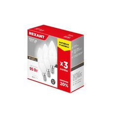 Лампа светодиодная REXANT Свеча CN 11.5 Вт E14 1093 Лм 2700 K теплый свет (3 шт./уп.)