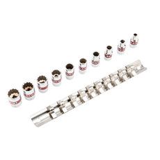 Набор универсальных торцевых головок REXANT 1/4, двенадцатигранные, CrV, 10 шт., 4-13 мм